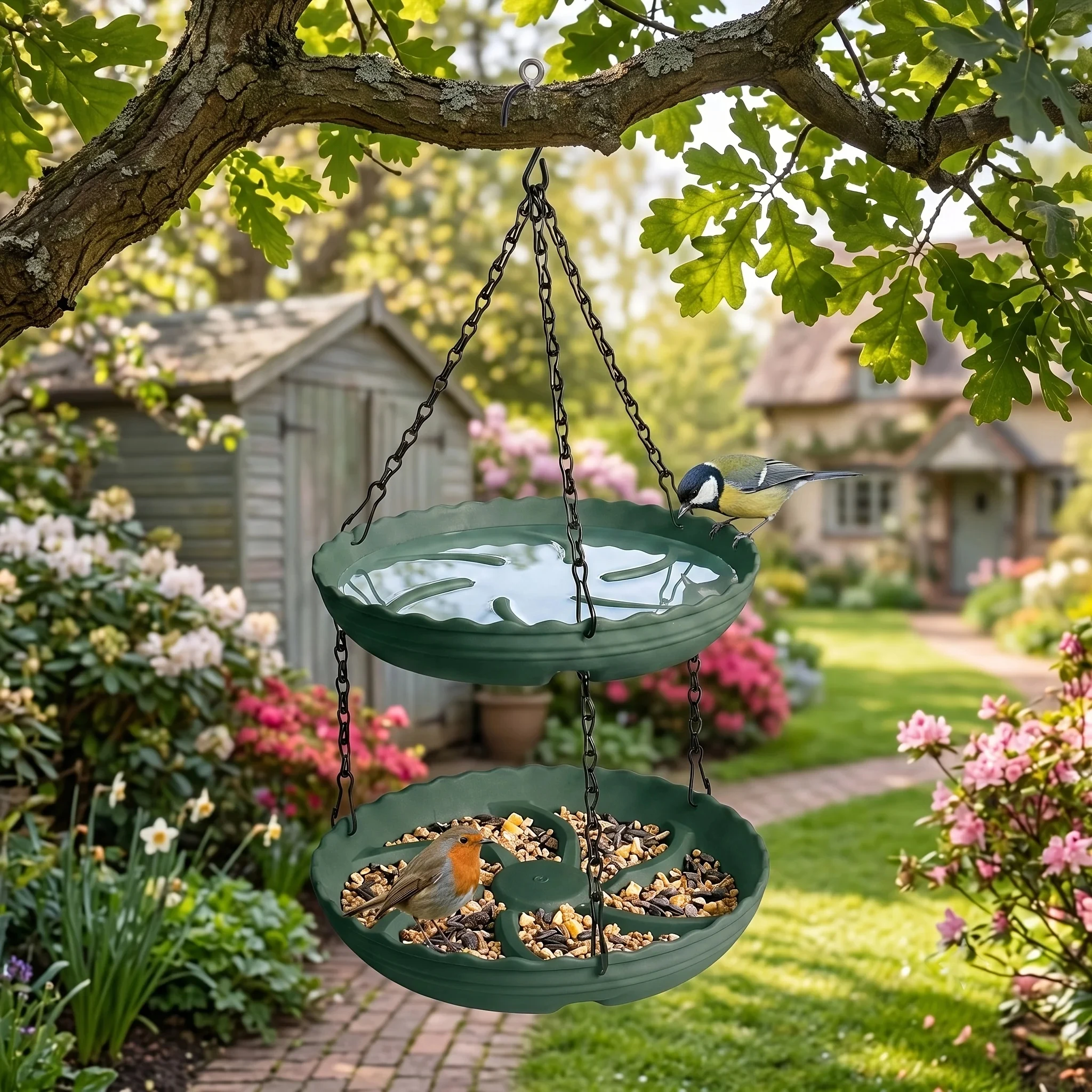 Hängender Vogelfuttertrog für den Balkon und Garten, Leicht zu Reinigender Hängeschalen-Terrassen-Vogelfuttertrog – Detail 2