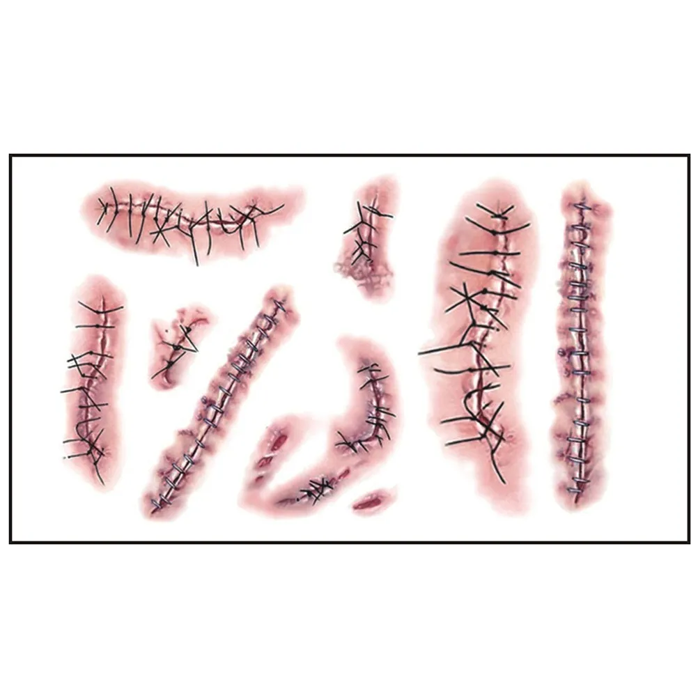 

Набор из 3 наклеек-тату с эффектом шрамов на Хэллоуин, моющиеся, безопасные для кожи, имитирующие раны, для костюмов, лица, тела, ног, рук, реквизит для макияжа