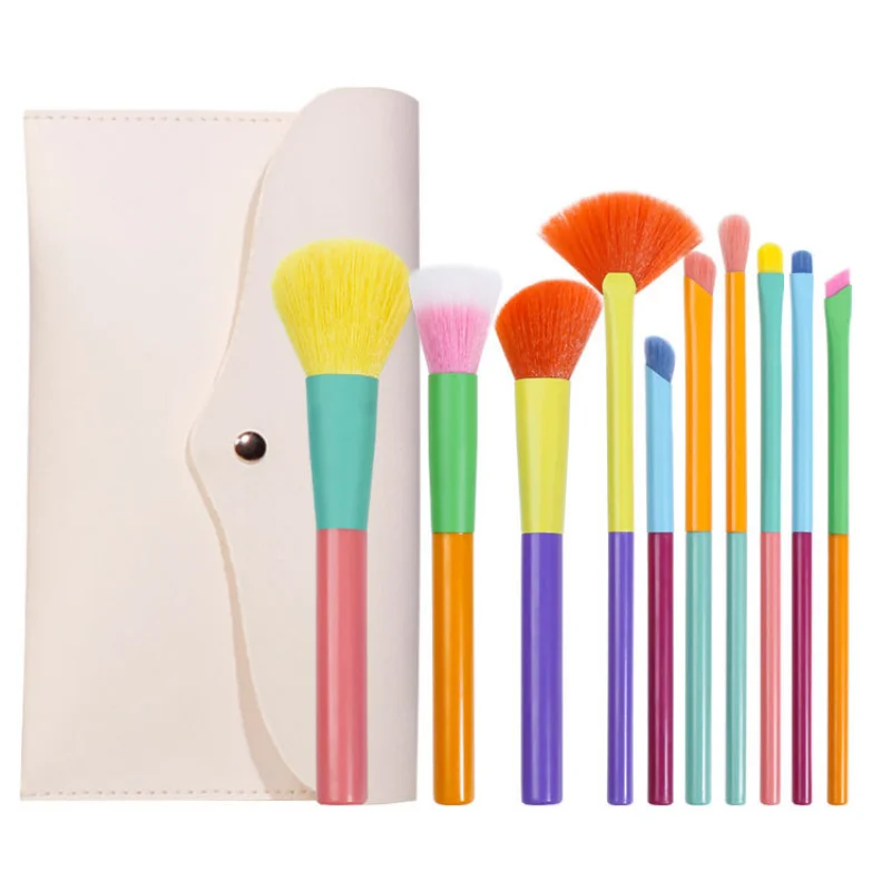 New10 – ensemble complet de pinceaux de maquillage aquarelle, outils de maquillage de beauté portables multicolores
