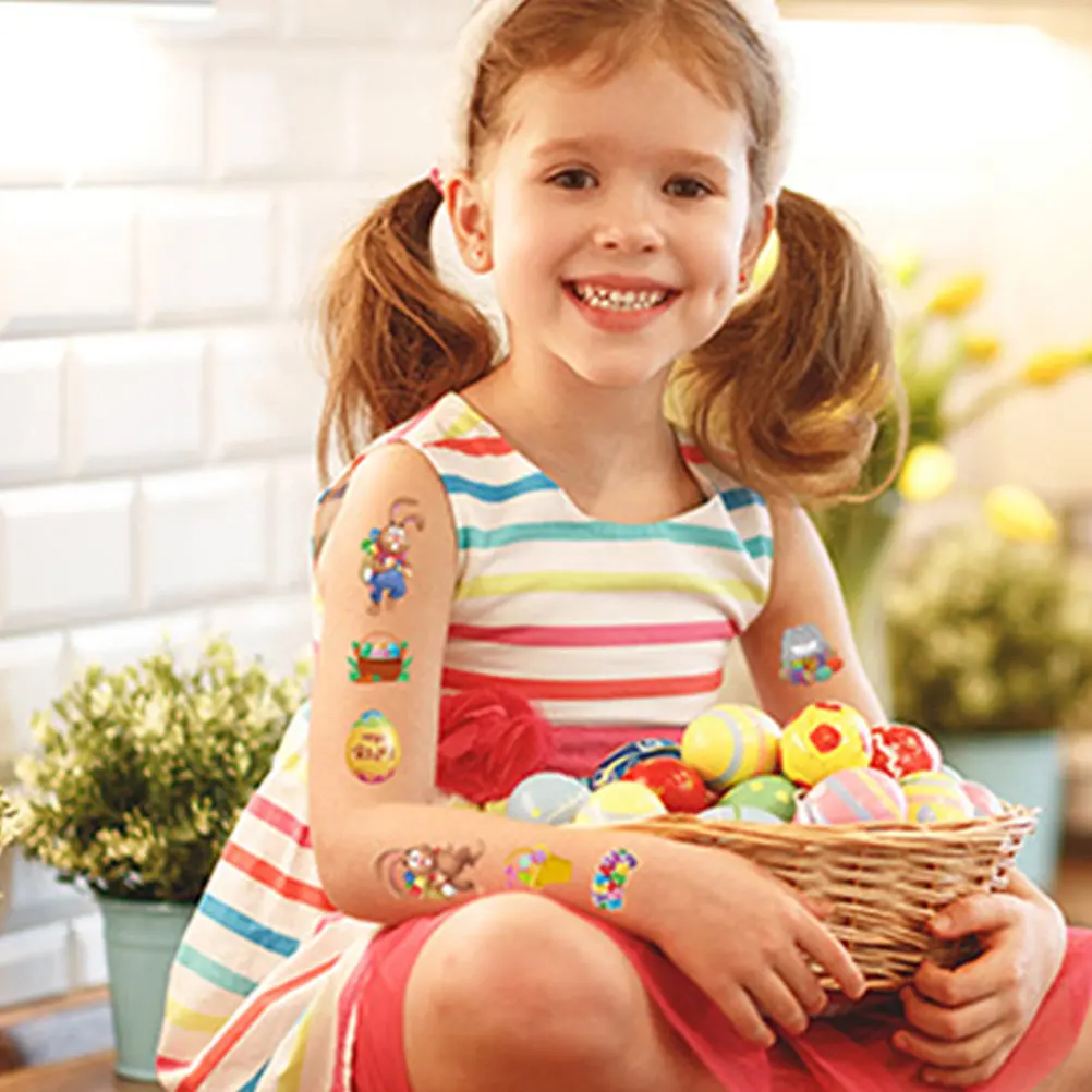 

20 Sheets Easter Temporary Tattoos Stickers for Kids Party Favors Halloween Decorations Festival Supplies Child Fun