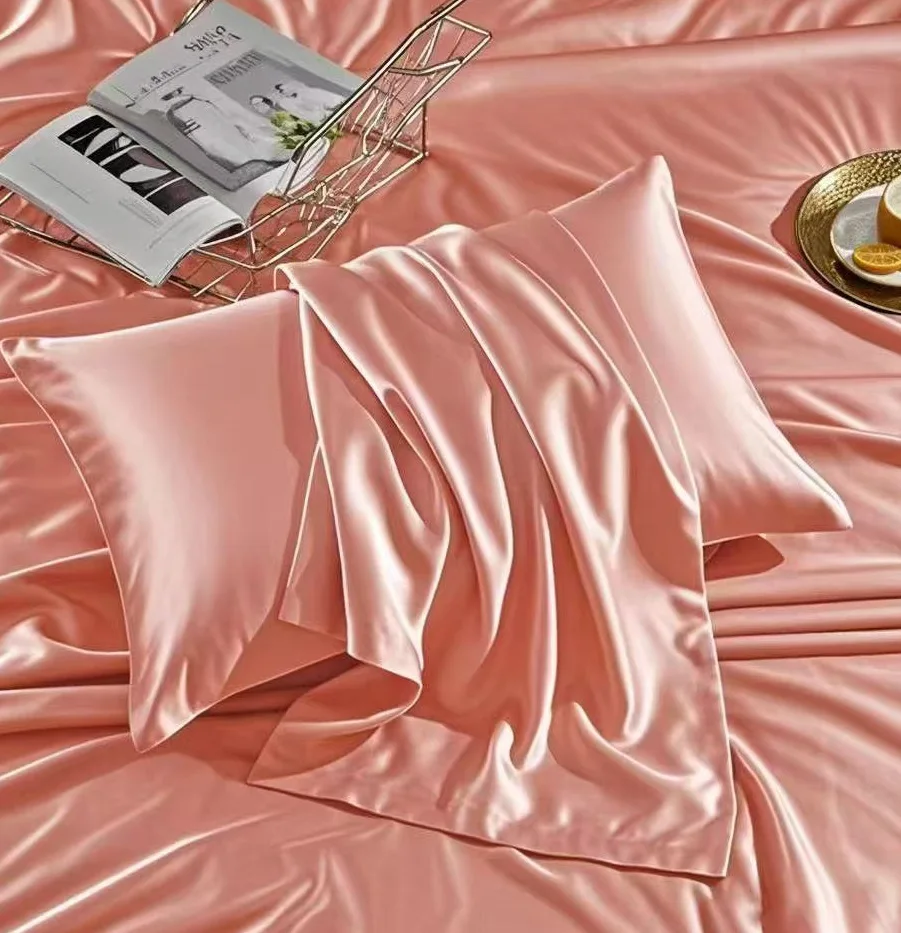 قطعتان من أغطية الوسائد الحريرية تشبه الساتان - أغطية النوم التبريدية، ديكور منزلي سهل العناية بالشعر والصديق للبشرة