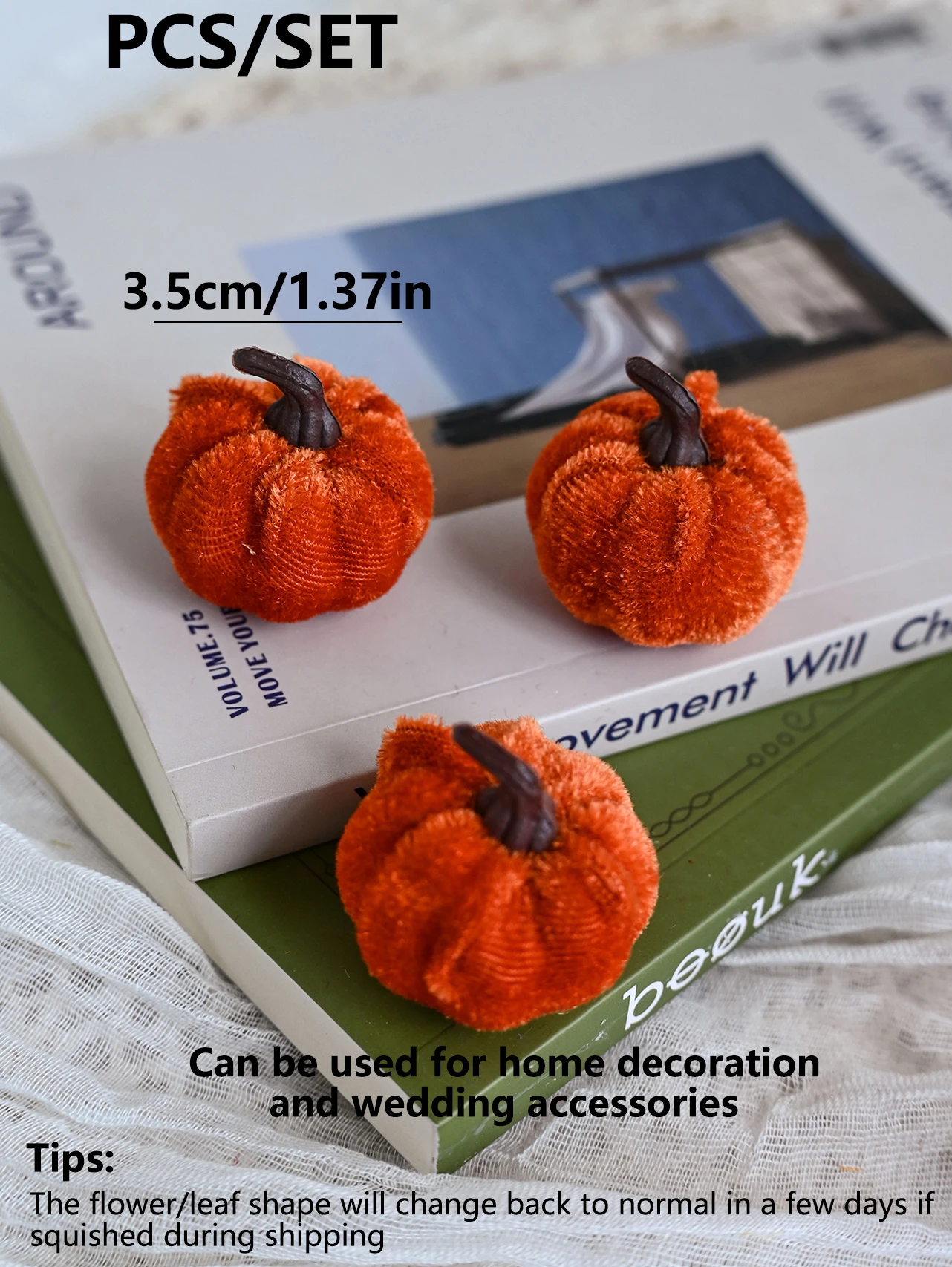50/100 Stück Künstliche Blumen aus Seide, Kürbisse für Heimdekoration, Hochzeit, Weihnachtsbaum, Halloween, DIY Geschenkbox, Scrapbook-Bastelzubehör – Detail 7