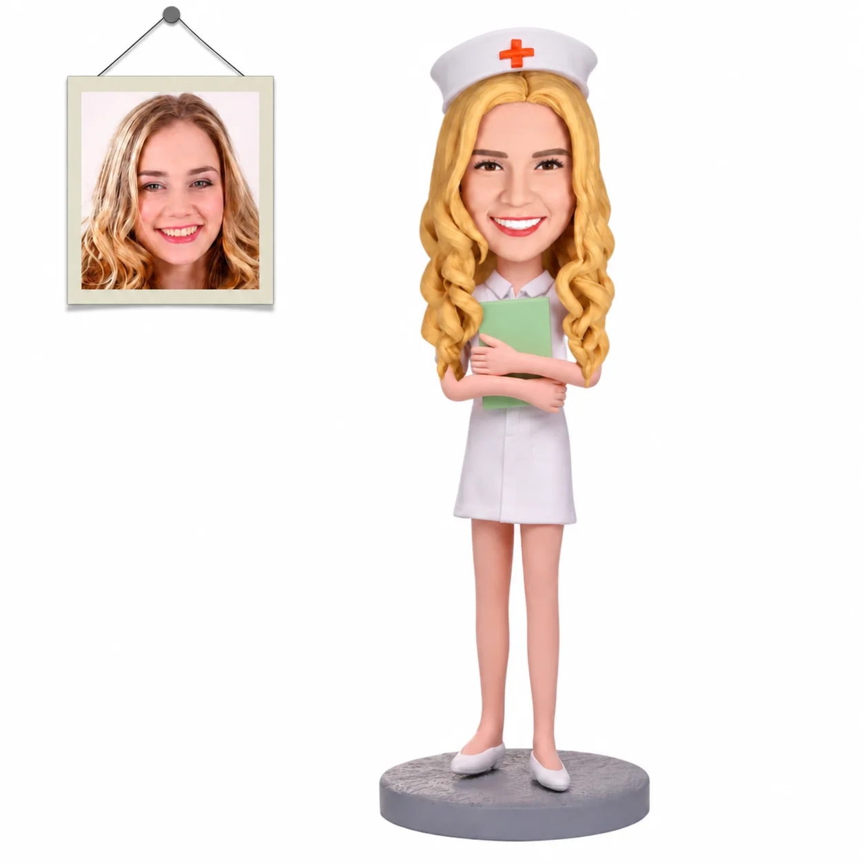 Custom Nurse Bobblehead with Cap Personalized Female Medical Figurine from Photo Nurse Appreciation Gift