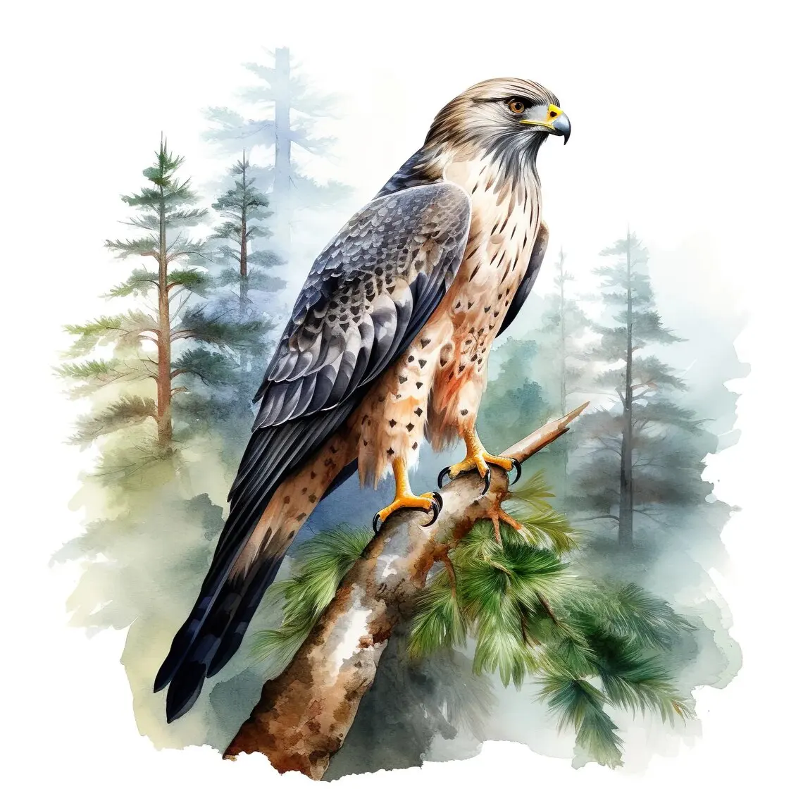 Pretty Falcon Watercolor Sticker, Water-proof Home Wall Decal, Used for Wall, Bathroom, Cabinet, Door,Toilet, Car, Laptop