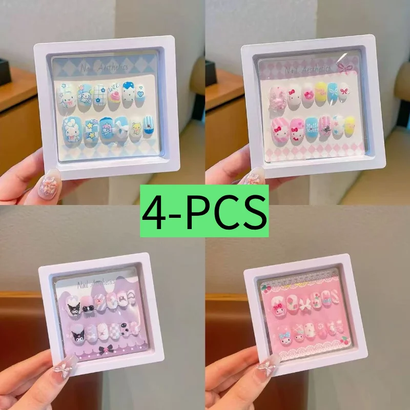 

Детский набор для маникюра Sanrio Kawaii Hello Kitty My Melody Kuromi Cinnamoroll, съемные мультяшные наклейки для ногтей, подарки для маленьких девочек