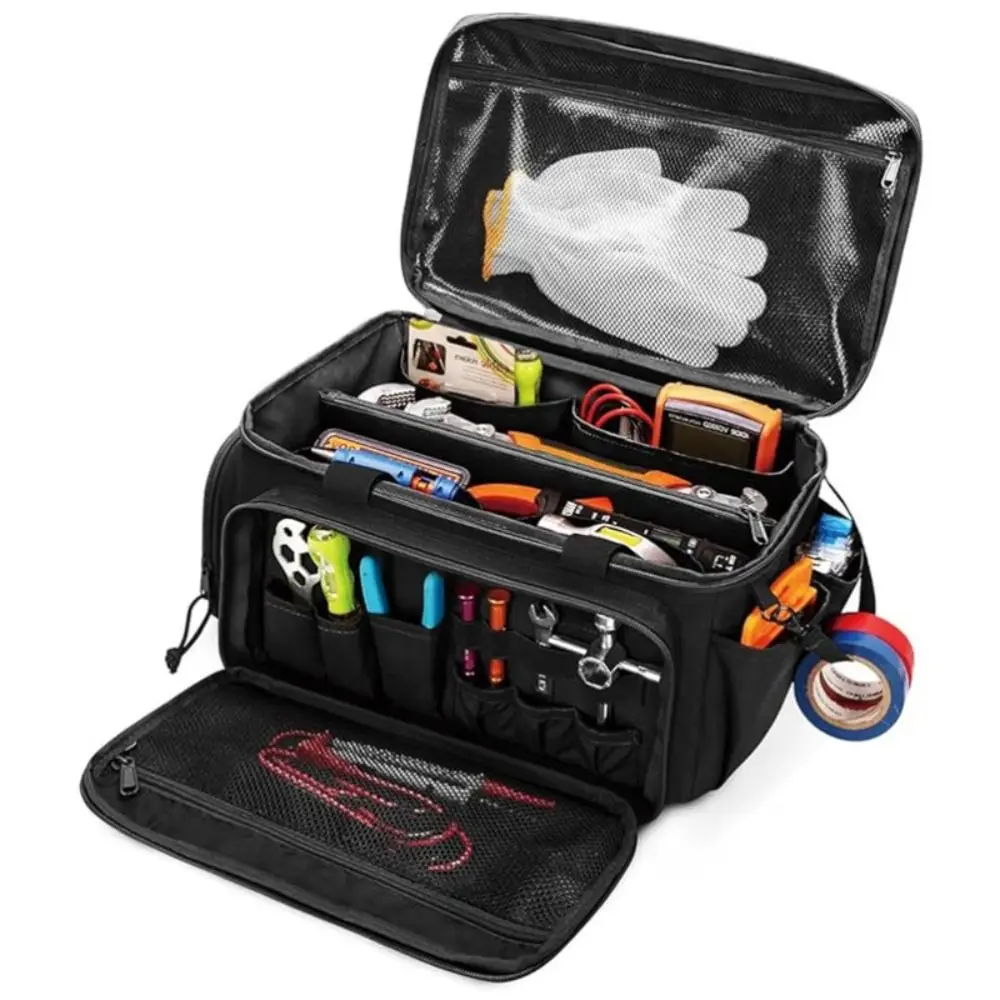 Easy Carrying Multifunctional Work BagComfortable Handle Tool Storage Bag Thick Padded Base Black Color Tool Case