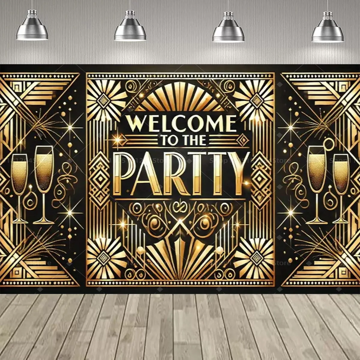 The Great Gatsby-Thema, Party-Dekoration, Hintergrund, 1920er Jazz-Alter, Retro-Schwarz-Gold, Party-Dekoration, Banner, Partyzubehör – Detail 5