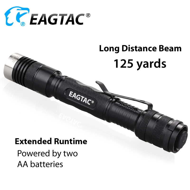 EAGTAC D25A2 Tactical LED Flashlight Pocket Light 538 Lumen 2xAA Battery Pocket Torch Tail Strobe Hunting Fishing Tactical Light