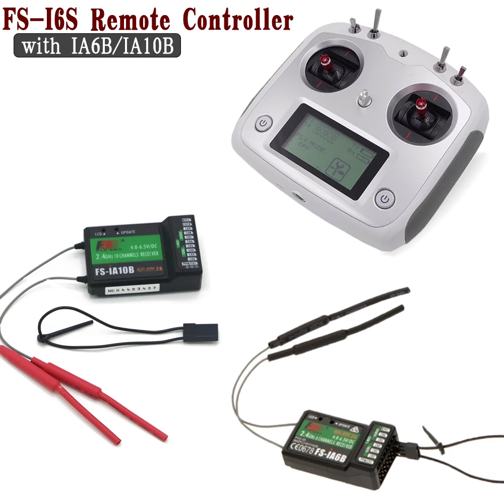 ​FlySky FS-I6S Remote Controller 2.4G Radio Transmitter with IA6B / IA10B Receiver for RC Cars Boats Remote Controlled Toys