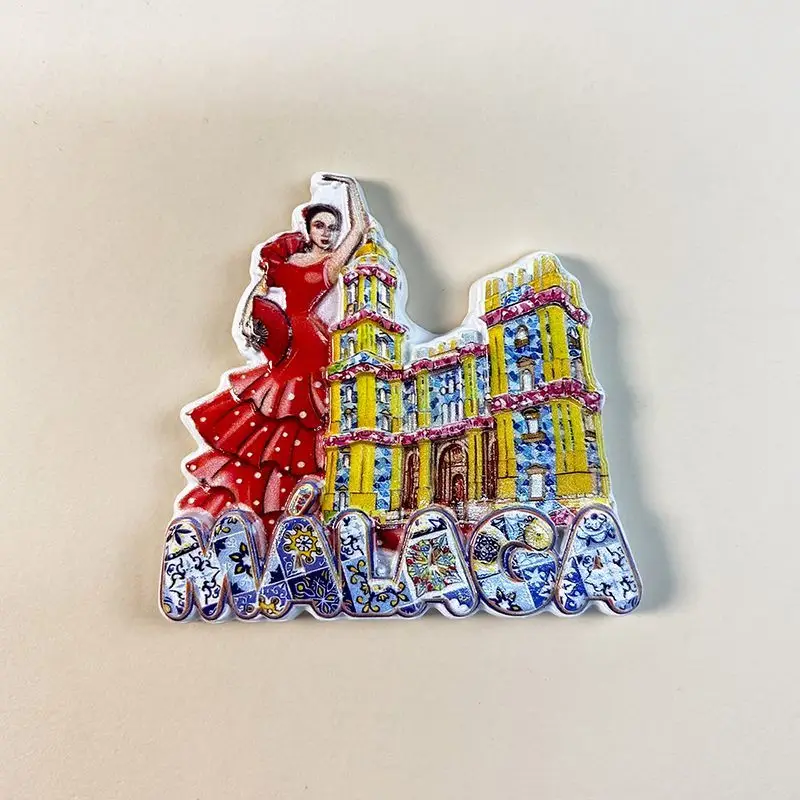 

Spain Malaga Tourist Souvenir Creative 3D Architectural Decoration Gift Strong Magnetic Fridge Magnet