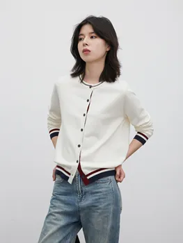 Women's Retro Striped Knit Cardigan 2 CHIC VEN New Women's Cardigan Loose Retro Striped Knitted Sweaters Short O Neck Single Breasted Female Top Spring Autumn 2026 2