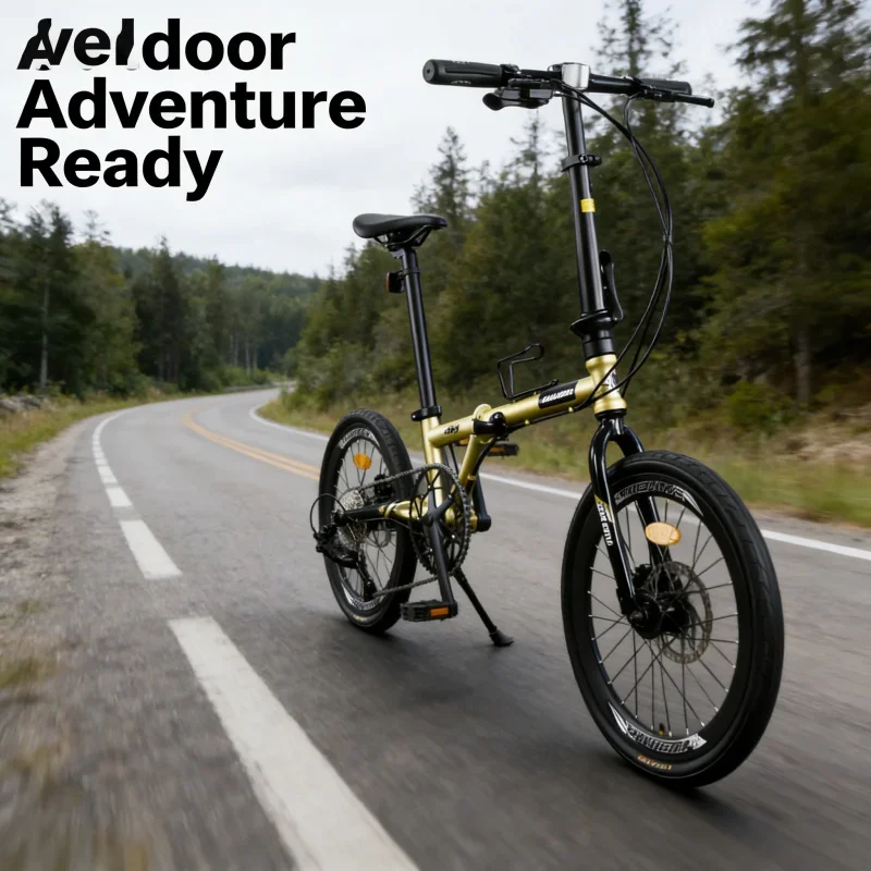 

Ultra-Light Portable Folding Bike with Dual Disc B, 20Exclusive Nine-Speed Gold Rixi, 20 in, 20 in