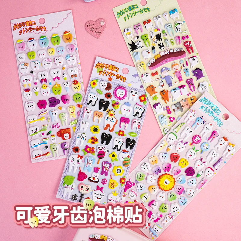 

Cute Molar Shaped Stickers Dental Cartoon Teeth Tooth Fairy Plastic 3d Sticker Aesthetic Decorative Clinic Gifts Dentist Gifts