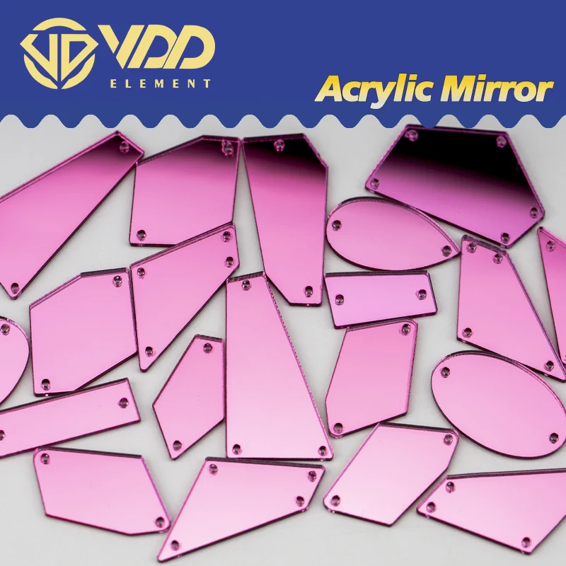 VDD 30/60Pcs Mix Size Acrylic Mirror Sewing Rhinestones Sew On DIY Crafts Flat Back Sewn Stones For Garment Dress Decorations