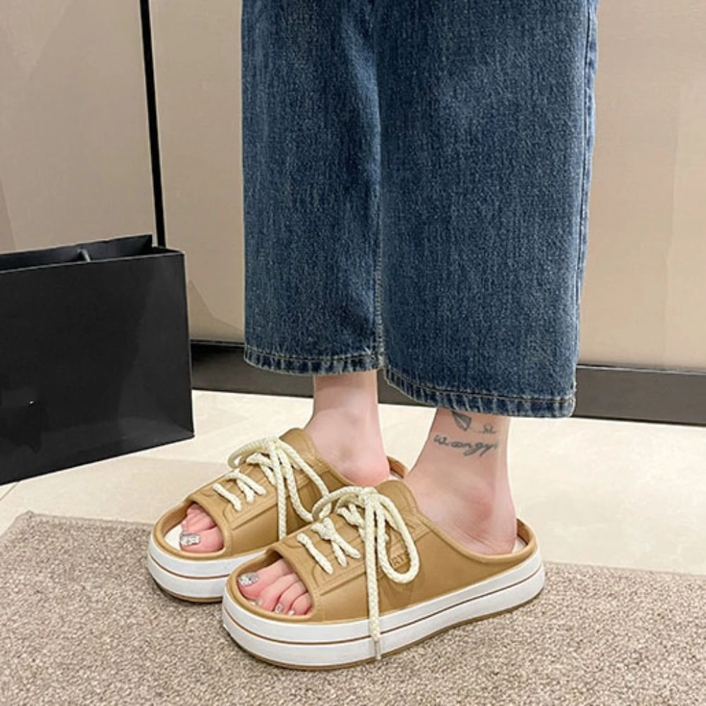 

All Match Lace Up Outer Wear Shoes Anti Slip EVA Thick Soled Slippers Slides Sandals Footwear Slippers Women Women