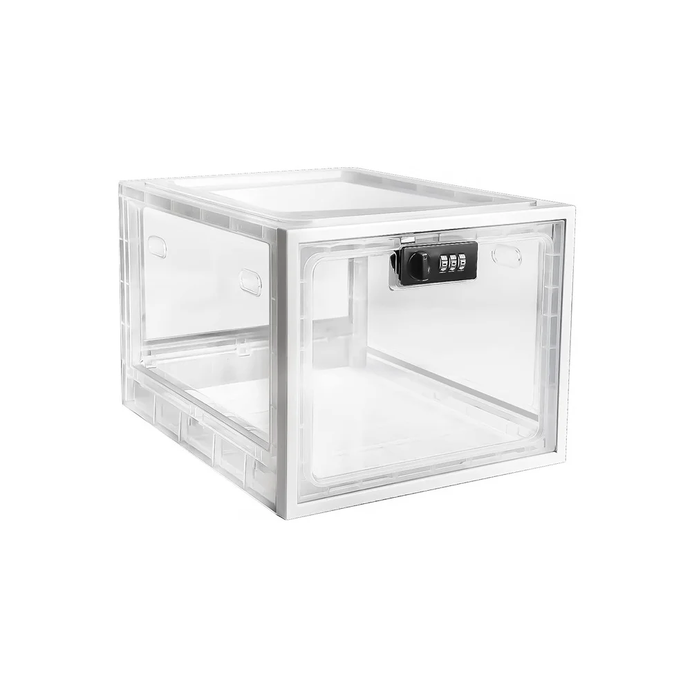 Lockable Fridge Food Storage Box With Combination Lock Secure & Stylish Transparent Storage Box With Password Lock Organizer