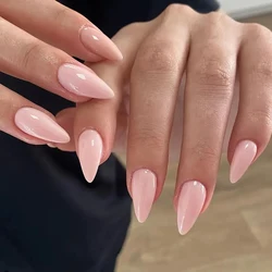 ARTAUG 24PCS Medium Stiletto Pink Ballectcore Tip Press on Nails Full Cover Fake Nail Set For Girl Mother Women Gift