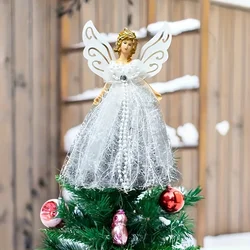 Luxury Star Angel Christmas Tree Topper with Elegant Dress - No Battery Needed, Perfect for Winter & New Year Decor