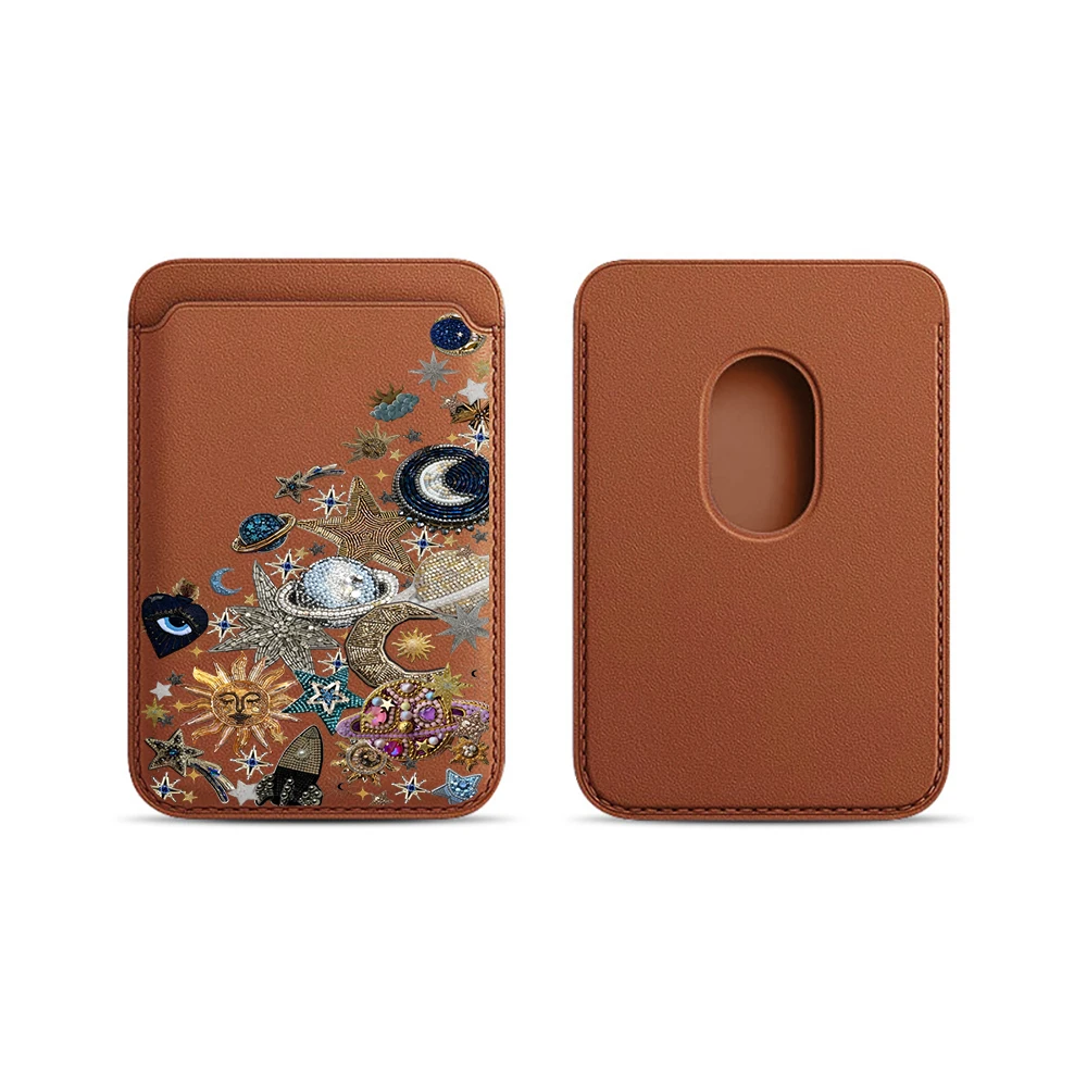Golden Stars Moon Y2K Leder-Kartenetui Handyhülle Kartenhalter Magnetische Hülle Geeignet für alle iPhones mit Magsafe-Kartenfunktion – Detail 22