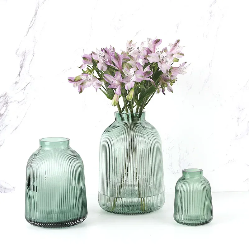 

Glass Flower Vase Home Decor Nordic Striped Vases For Desktop Simple Decoration Hydroponics Macetas Plants Bottle Ваза Стекло