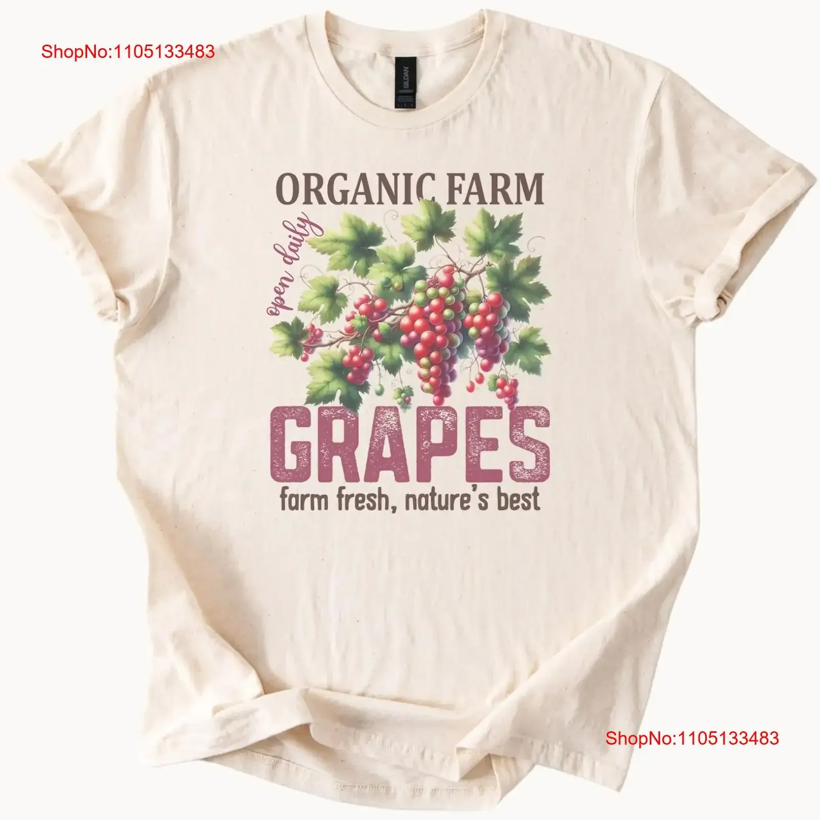 

Футболка с фермой и свежим виноградом, винтажная стираная уличная одежда с органическими фруктами, слегка топ унисекс для повседневной носки, мягкий дышащий