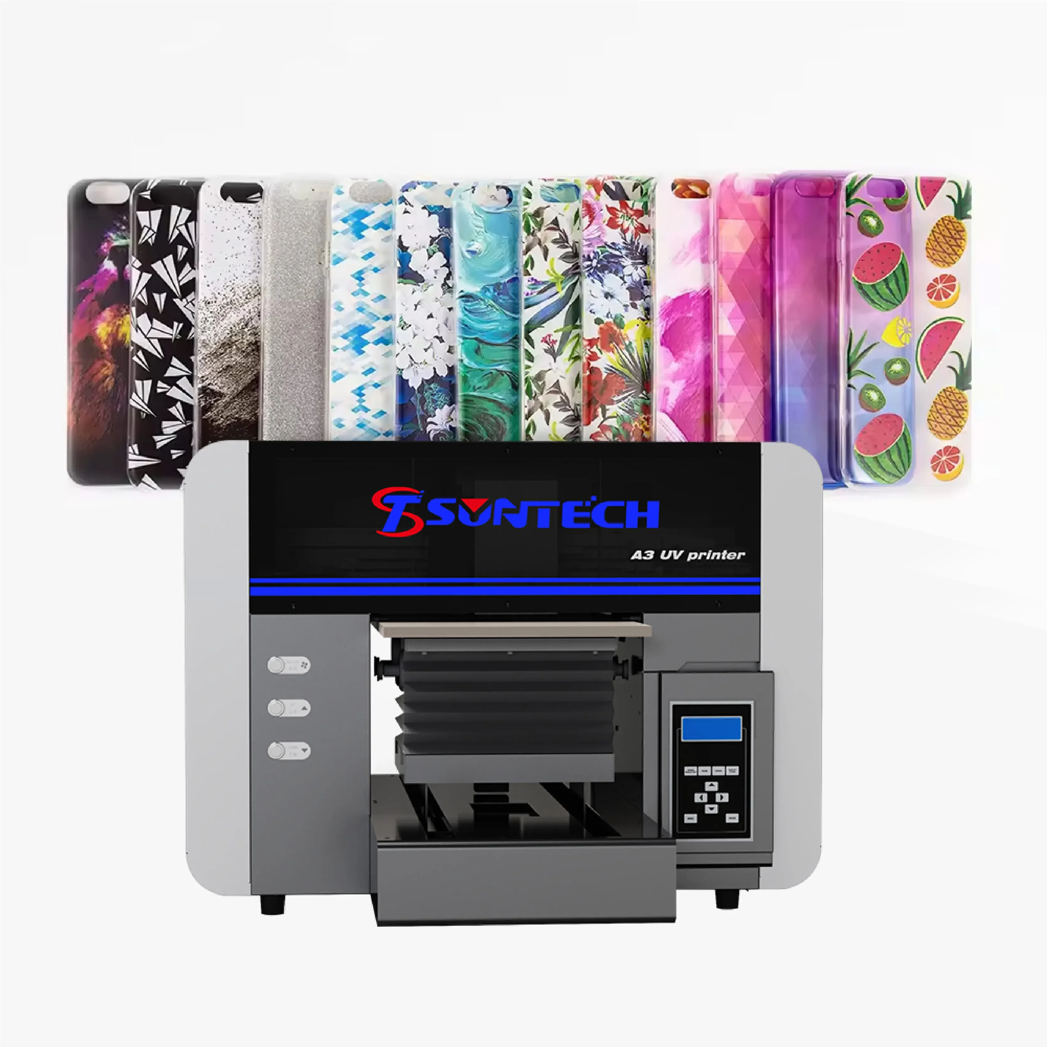 UV Flatbed Multiple colors CMYK+W+V Printer ST-F3040 A3 size digital printer for Card bottle and Phone Case Printing