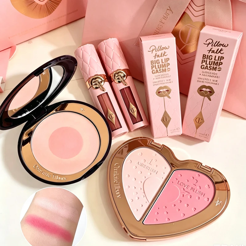 CT Lip Gloss Lip Plumping Gloss Light for Fuller Well-defined Lips Nine-Color Eyeshadow Palette Soft-centered Two-tone Blush