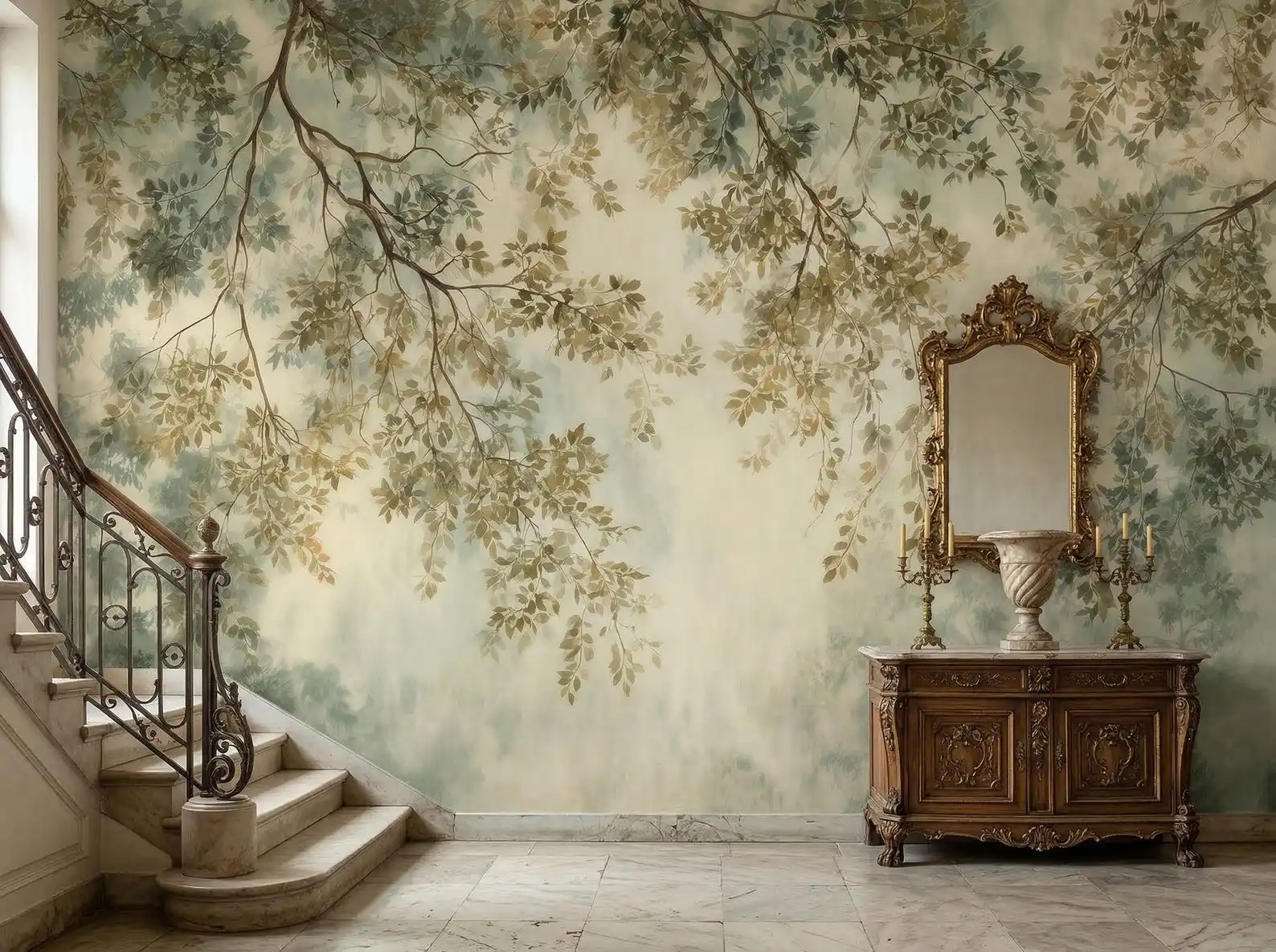 Maßgefertigtes Wandbild, europäische Baumkrone und Ast Tapete, Heimdekoration, Wohnzimmer, Schlafzimmer, 3D-Tapete mit großem Baum
