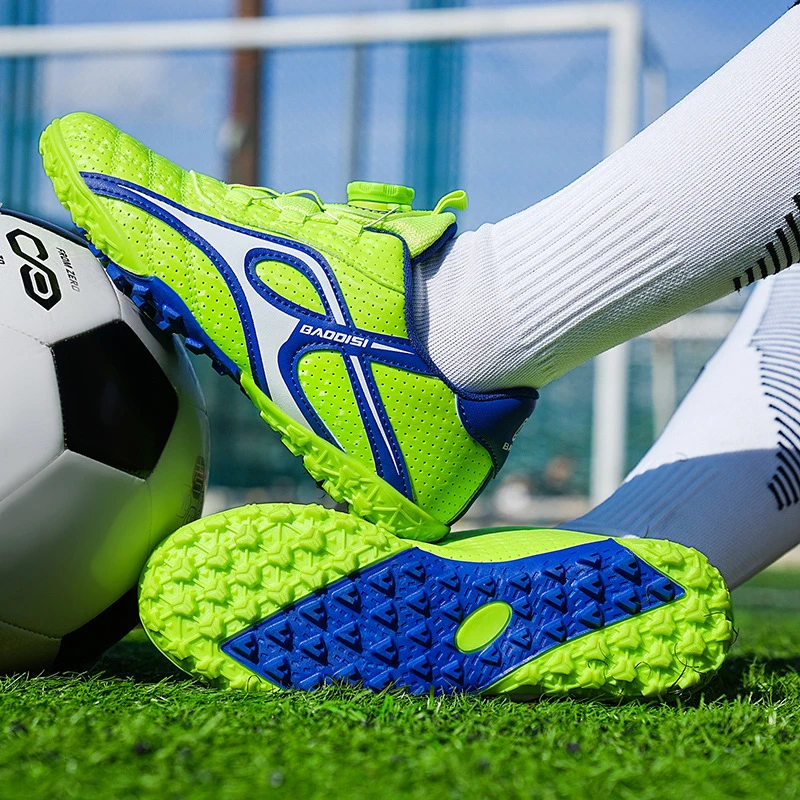 Kids Football Cleats White Red Breathable Perforated Leather Studded Sole Non Slip Training Soccer Shoes For Boys Girls Youth