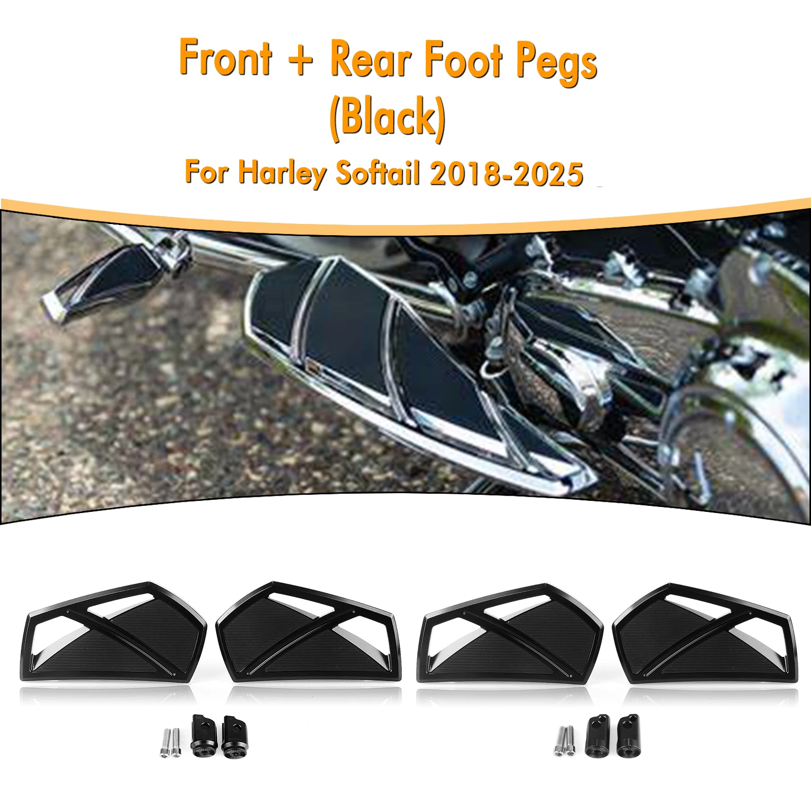 

Motorcycle Front Rear Pedal Foot Peg Footrest Pad Plate For Harley Softail Sport Glide Fat Boy 2018-2025