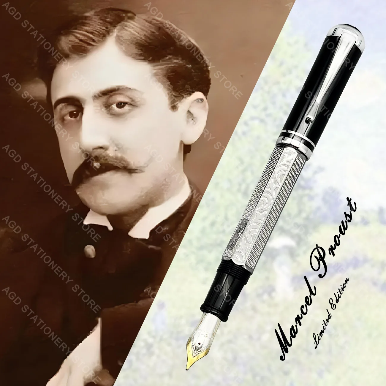 

AGD Marcel Proust MB Writer Fountain/Roller/Ballpoint Pen Piston Filling And Signature Carving Luxury Stationery 20141/21000