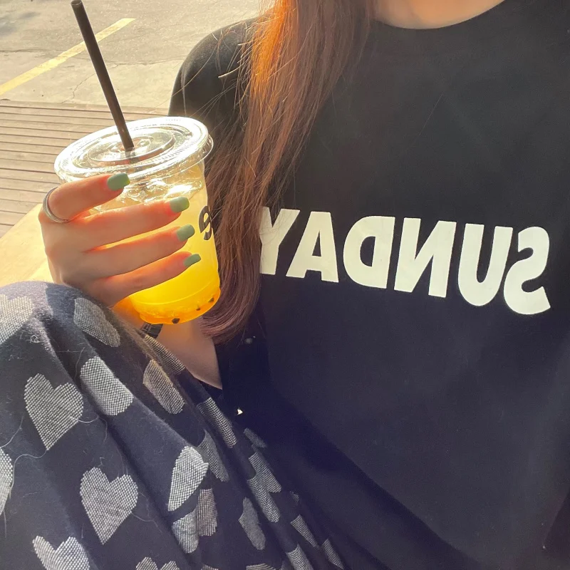 DAYIFUN女性用半袖Tシャツレタープリント大サイズ原宿トップスレディース服韓国女性用ルーズティーズ夏のファッション