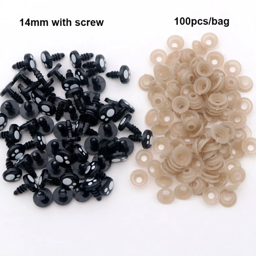 100pcs High Quality 8-16mm Plastic Safety Eyes Black 2Styles Animal Puppet Crafts Accessories For White Bear