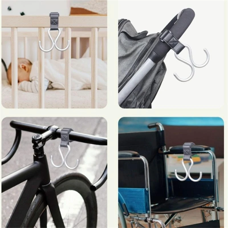 Baby Strollers Hanger Clip Cart Double Hook Universal Pram Infants Cart Bag Hanger Multifunctional Bag Organiser 425F