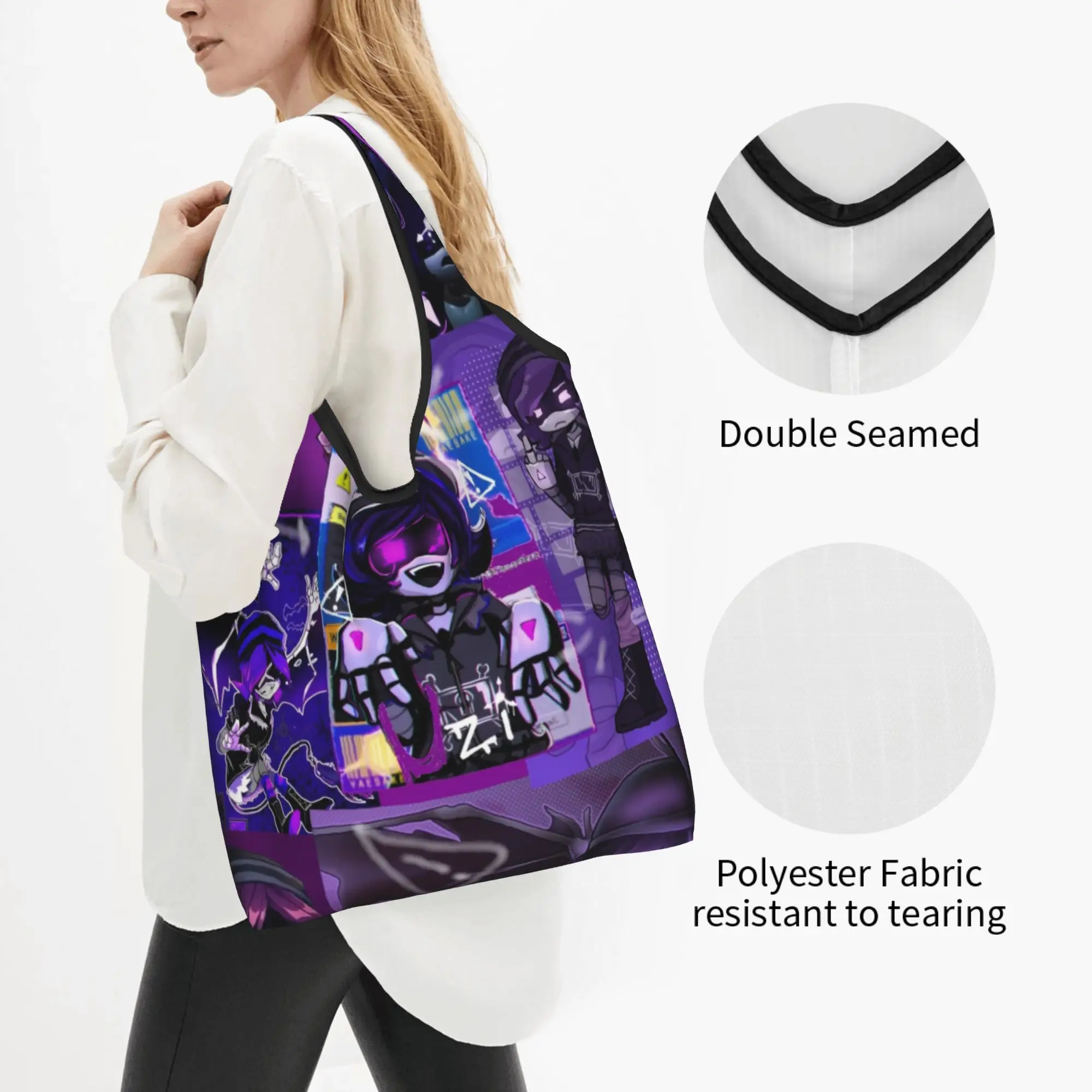 Recycling Murder Drones Anime  Shopping Bag Women Tote Bag Portable Movies Games  Grocery Shopper Bags
