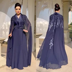 Saudi Arabia Evening Gown Dearin V-neck A-line Floor Length Skirts Draped Tulle Embroidery Bespoke Occasion Dresses Formal Prom