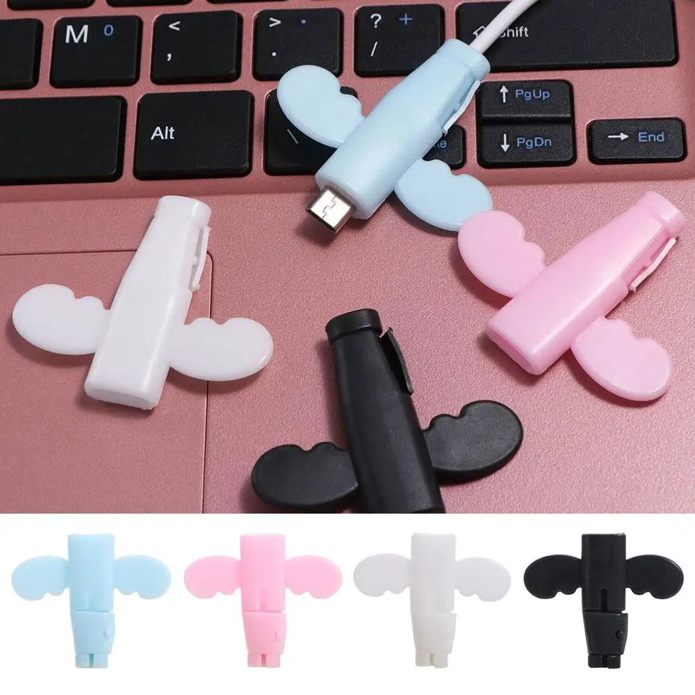 

10 шт., силиконовая защита для кабеля с милым крылом, шнур, крыло, защита для линии передачи данных, инструмент, мультяшный шнур, органайзер для кабеля Android