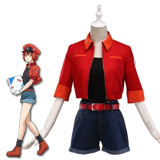 Costume de Cosplay de l'Animé Hataraku Saibou, Cellules Rouges au Travail, 6 Pièces