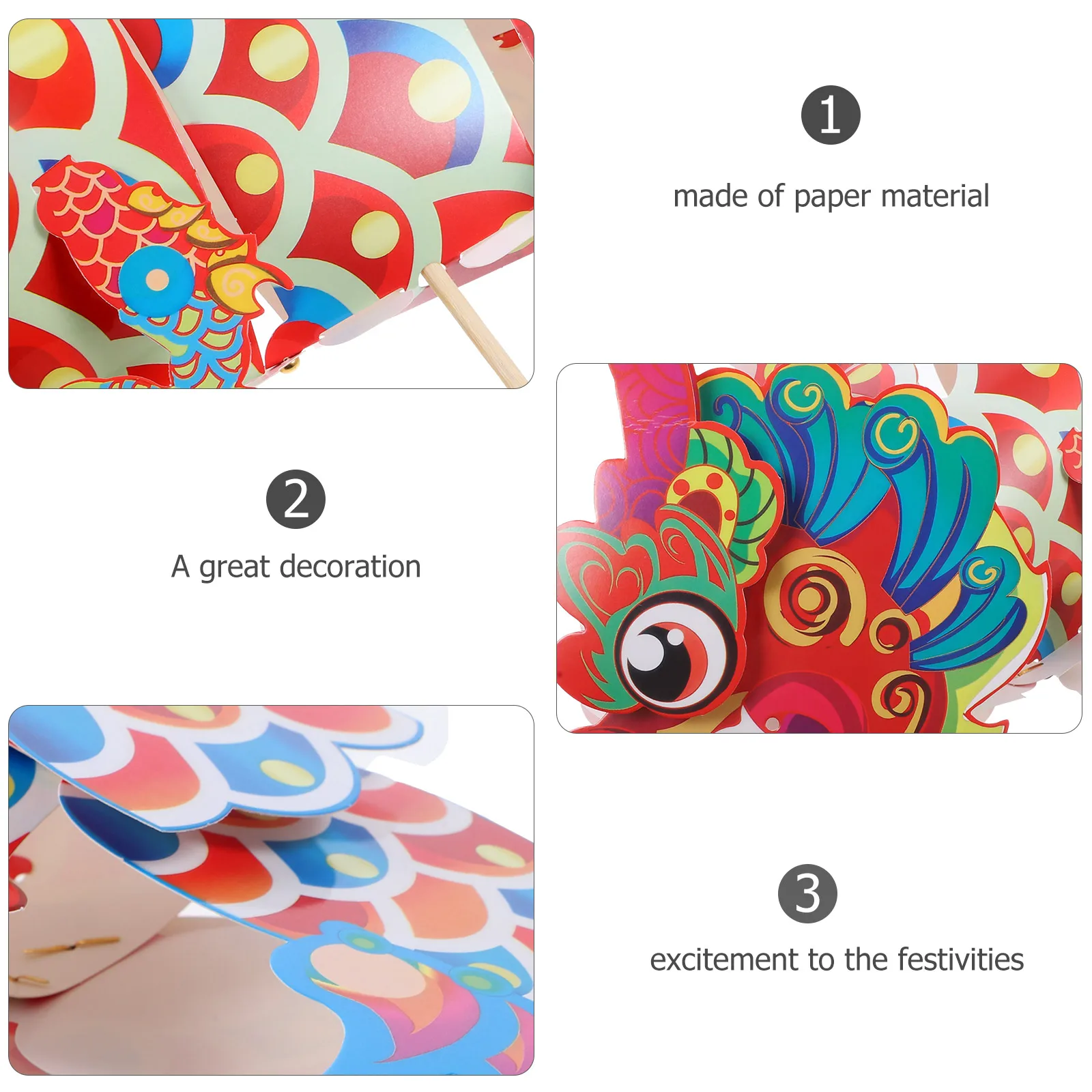 H gehaltene Drachen-Dekorationen, 49 cm, rote Farbe, festliches Partyzubehör, chinesisches Neujahr, Foto-Requisiten, Laterne, hängender Tanz