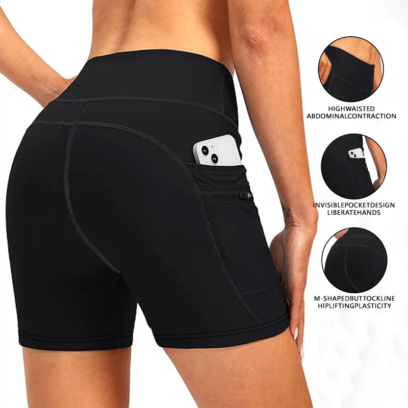 New Running Fitness Shorts Summer Gym Sportswear women's yoga leggings with pockets high waist hip lifting Outdoor Sport Shorts