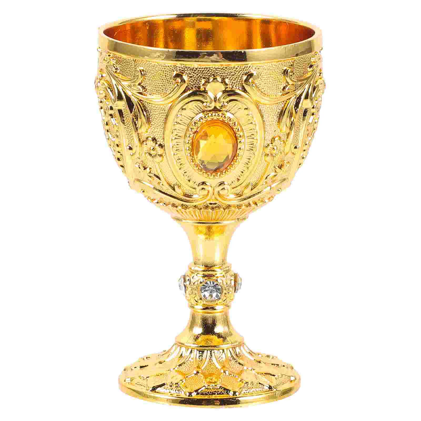 European High-end Cup 30ml White Retro Glass (gold) Metal Brass Reusable Tea Aluminum Alloy Embossed Cups