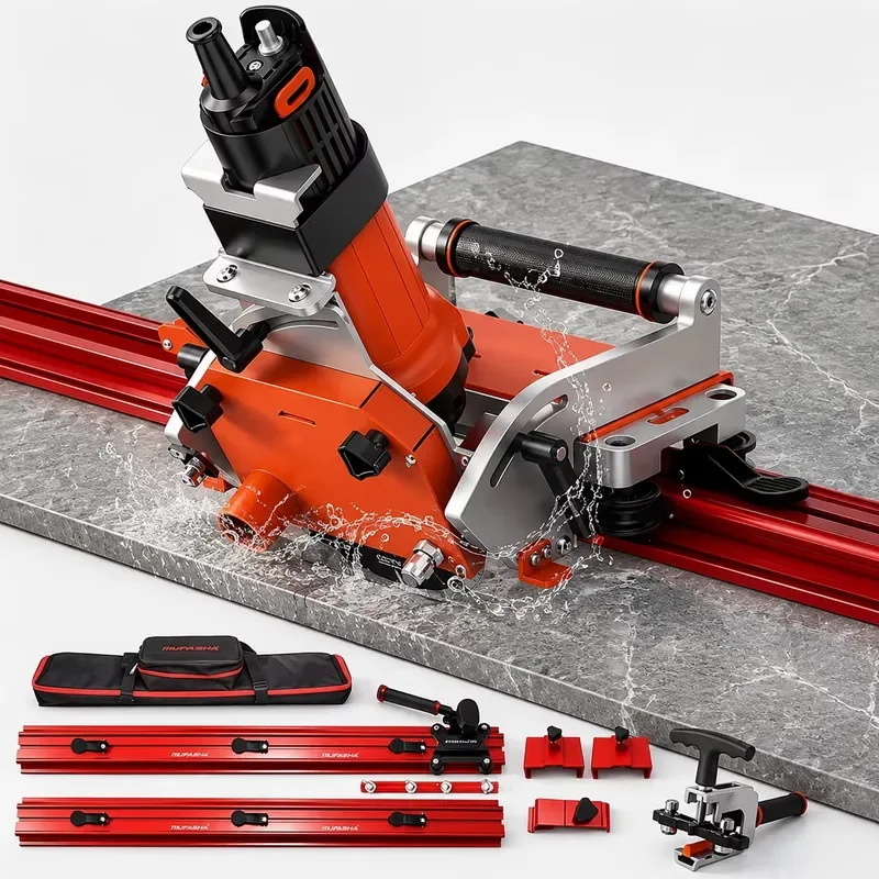 900W Electric Water Cooled Tile Cutter 2000mm Large Flat Rail Saw Manual 45 90 Degree Cutting Machine for Ceramic Porcelain