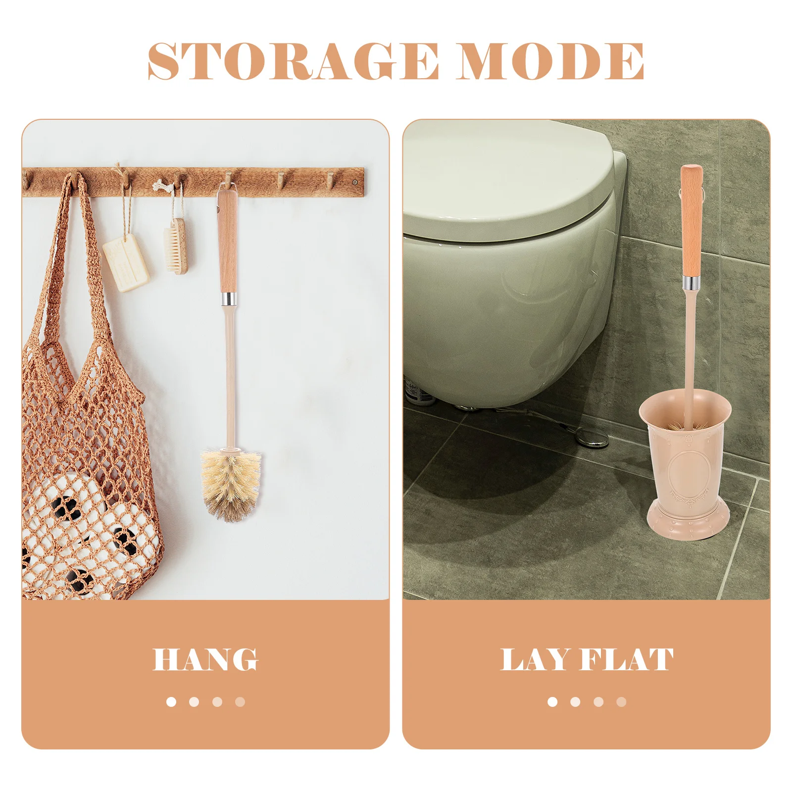 مجموعة فرشاة المرحاض المنزلية، مقبض خشبي طويل، حامل فرشاة تنظيف الحمام المريح للمنزل والفندق والأماكن العامة #4