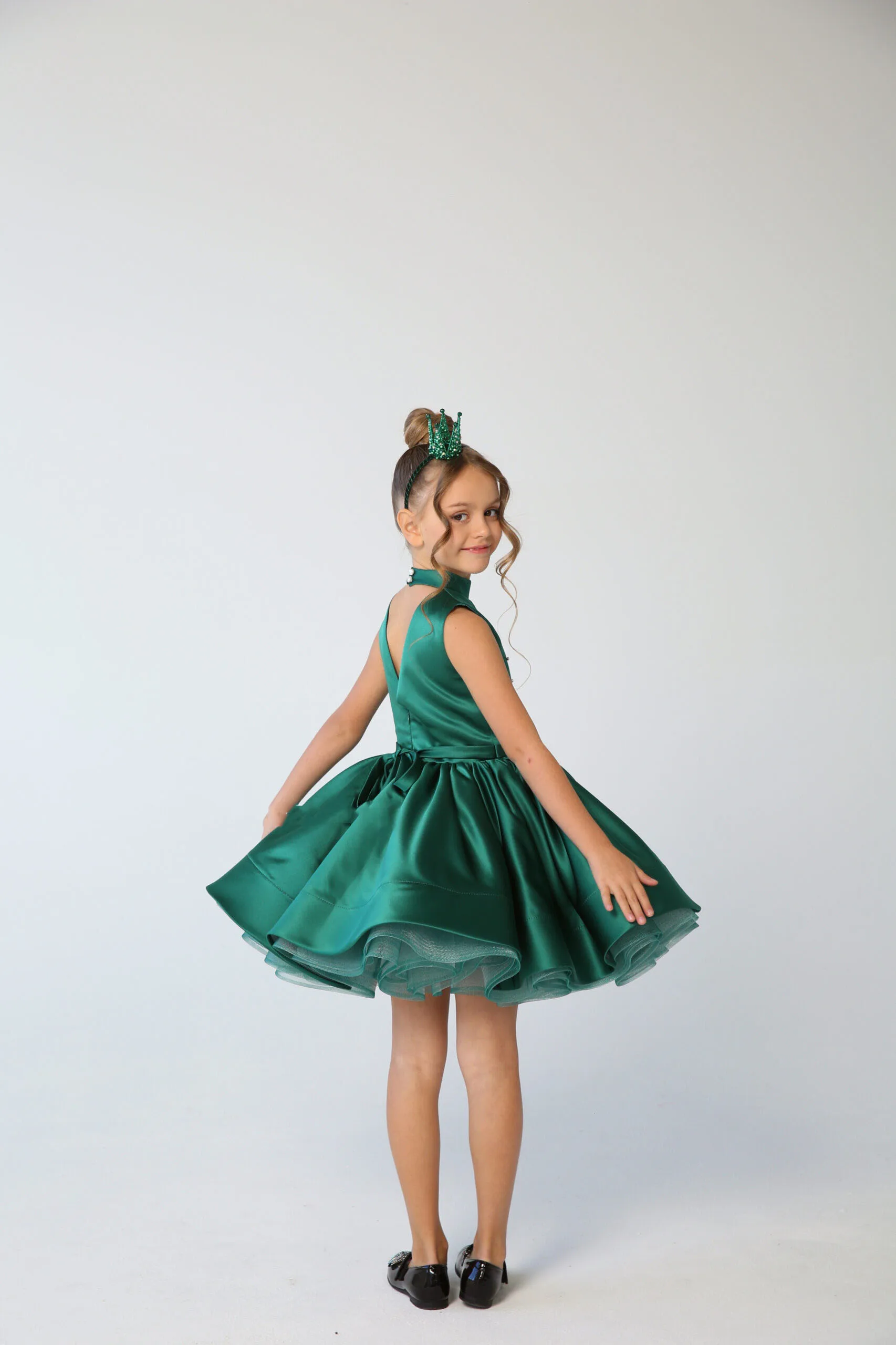 فستان فتاة الزهور لحفلات الزفاف من الساتان بدون أكمام مطرز بالخرز فستان أنيق لأداء البيانو فستان حفلة عيد الميلاد مخصص #5