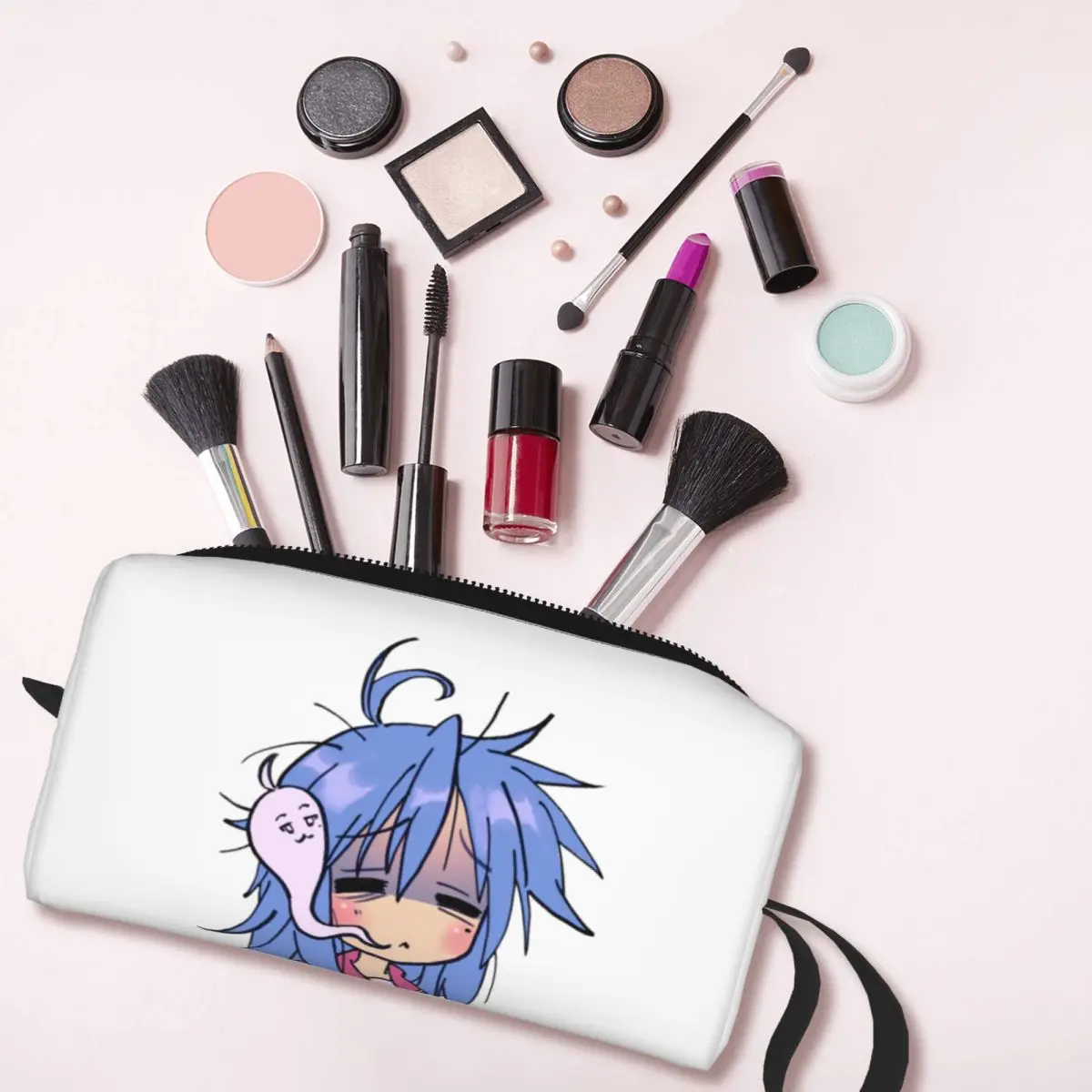 Dead Tired Izumi Konata Lucky Star Makeup Bag Cosmetic Organizer Storage Dopp Kit for Women Beauty Travel Pencil Case