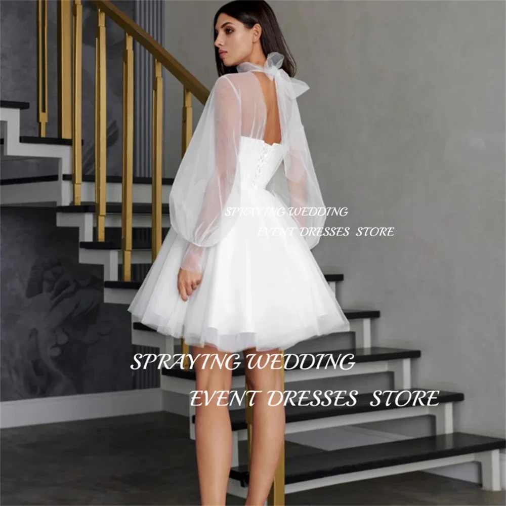 Robe de soirée SPRAYING en Organza, robes de bal courtes, manches bouffantes, pour femmes, robes de bal, robe de demoiselle d'honneur personnalisée, 2025
