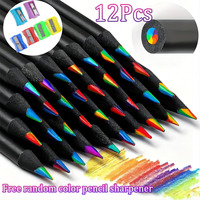 12pcs/Set Cute Rainbow Pencil 7 Colors Concentric Gradient Crayons Kids Gift Colored Pencils Art Painting Drawing Stationery