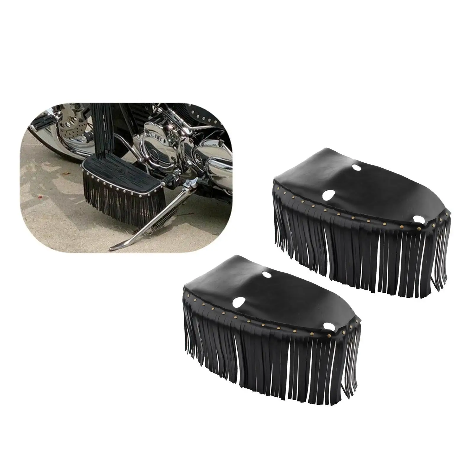

2 Pieces Driver Floorboard Fringe Cover for Heritage Motorcycle Decoration