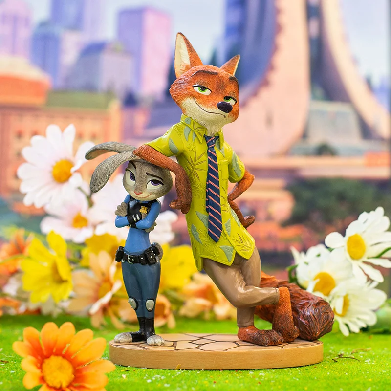 Disney Cartoon Zootopia Nick Judy Statues Model Toys 19cm Ornaments Collectible Figures Doll Birthday Christmas Gifts Toys