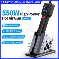 FNIRSI SAG-55 Micro Hot Air Gun 550W with Stand BGA Rework LCD Digital Hair Dryer Soldering Heat Gun for Welding Repair Tools